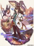  1boy 2girls animal_ears bed belt black_gloves black_necktie brown_hair coat doctor dragalia_lost full_body gem glasses gloves hair_between_eyes holding_scalpel hospital_bed intravenous_drip labcoat laxi_(dragalia_lost) long_hair long_sleeves looking_at_viewer maid multiple_girls necktie official_art rabbit_ears scalpel standing stethoscope sylas_(dragalia_lost) wavy_hair white_coat white_gloves yellow_eyes 