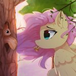  1:1 acorn brown_body brown_fur duo equid equine eyelashes feathered_wings feathers female feral fluffy fluffy_tail fluttershy_(mlp) food friendship_is_magic fruit fur glazirka hair hasbro hi_res inner_ear_fluff mammal mouth_hold my_little_pony nut_(fruit) pegasus pink_hair plant rodent sciurid tree tree_squirrel tuft wings yellow_body yellow_fur 