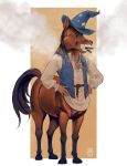  artsynada centaur cigar cigar_in_mouth clothed clothing equid equid_taur hand_on_hip hat headgear headwear hi_res humanoid_taur magic_user male mammal mammal_taur smile smoke solo taur the_wandering_inn wizard_hat 