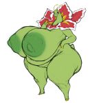  1:1 anthro areola big_breasts breasts dryadex edit female genitals green_body green_nipples hi_res huge_breasts huge_thighs hyper hyper_breasts looking_at_viewer meganium nintendo nipples nude obese obese_female overweight overweight_female pok&eacute;mon pok&eacute;mon_(species) pussy red_eyes solo thick_thighs video_games 