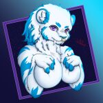  anthro blue_stripes breast_grab breasts facial_piercing felid feline female hand_on_breast hi_res levidos levidosarts mammal nose_piercing nose_ring pantherine piercing portrait purple_eyes sabertooth_(disambiguation) solo stripes tiger white_body 