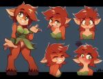  2022 4_fingers activision anthro blush breasts brown_hair cleavage clothed clothing digital_media_(artwork) elora eyebrow_through_hair eyebrows eyes_closed faun_(spyro) female fingers green_clothing green_eyes hair hooves inner_ear_fluff mammal open_mouth pouting short_hair simple_background smile solo spyro_reignited_trilogy spyro_the_dragon translucent translucent_hair tuft video_games wildblur 