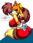  absurd_res anthro artofthediscipline big_breasts big_butt breasts butt female hi_res looking_back ribbons sega solo sonic_the_hedgehog_(series) sonic_x-treme text thick_thighs tiara_boobowski 