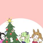  &lt;3 2021 accessory amazed black_hair blush blush_lines brown_hair chibi christmas christmas_decorations christmas_tree connie_(rosse_chan) eevee female gardevoir green_hair group hair hair_accessory hair_bow hair_ribbon holidays human humanoid ivy_(rosse_chan) mammal neck_tuft nintendo not_furry one_eye_closed pink_background plant pok&eacute;mon pok&eacute;mon_(species) ribbons rosse_chan signature simple_background star_eyes tree tuft video_games 