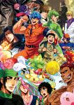  acacia_(toriko) anzumame backpack bag beard biscuit_(bread) black_hair black_sclera blonde_hair blue_eyes blue_hair blush brown_eyes brown_hair cabbage candy coco_(toriko) colored_sclera dark_blue_hair everyone facial_hair fire fish food froese_(toriko) fruit green_hair grinpatch_(toriko) highres jumping jumpsuit komatsu_(toriko) long_hair looking_at_another looking_at_viewer low_ponytail match_(toriko) meat midora_(toriko) multicolored_hair multiple_boys muscular muscular_male mushroom open_mouth orange_eyes orange_jumpsuit peach pink_hair plant popcorn pose red_hair rin_(toriko) scar scar_on_cheek scar_on_ear scar_on_face short_hair shrimp sleeveless_jumpsuit smile starjun_(toriko) straw_(stalk) sunny_(toriko) sword takimaru_(toriko) teppei_(toriko) tommyrod_(toriko) toriko toriko_(series) upper_body weapon white_hair zebra_(toriko) 