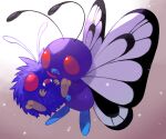  animal_focus antennae bug butterfly butterfree commentary_request cuddling gradient gradient_background kawaanago no_humans pokemon pokemon_(creature) red_eyes tusks venonat 