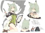  ... 1other 2girls amiya_(arknights) animal_ears arknights brown_hair cat_ears clipboard coat collar doctor_(arknights) dress green_dress green_eyes green_hair hood jewelry kal&#039;tsit_(arknights) mon3tr_(arknights) multiple_girls oripathy_lesion_(arknights) pen rabbit_ears ring satou_kibi 