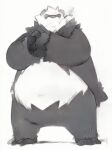  2017 anthro belly biped black_body black_nose humanoid_hands kemono leaf magumataishi nintendo overweight pangoro pok&eacute;mon pok&eacute;mon_(species) simple_background solo video_games white_body 