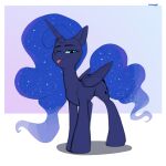  &lt;3 &lt;3_eyes absurd_res blue_body blue_eyes blue_mane blue_tail equid equine eyebrows feathered_wings feathers female feral folded_wings friendship_is_magic half-closed_eyes hasbro hi_res horn kirasunnight mammal mane my_little_pony narrowed_eyes princess_luna_(mlp) smile tongue tongue_out winged_unicorn wings 
