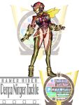  boots breasts covered_eyes electro_wave_human_tackle gauntlets helmet_over_eyes highres kamen_rider kamen_rider_stronger_(series) large_breasts leotard red_leotard scarf thick_thighs thigh_boots thighs yellow_scarf 