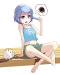 13-gou 1girl barefoot blue_eyes blue_hair breasts dorothy_west full_body navel open_mouth pretty_(series) pripara short_hair solo 