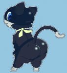  anthro atlus barefoot big_butt black_body black_ears black_fur black_pawpads black_tail blue_eyes bottomless bottomless_anthro bottomless_male butt clothed clothing domestic_cat feet felid feline felis fur happy hi_res long_tail looking_at_viewer looking_away male mammal megami_tensei megami_tensei_persona morgana_(persona) multicolored_body multicolored_ears multicolored_tail pawpads round_head shadow short_stack smile solo thael video_games white_body white_fur white_tail 