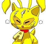  aisha_(neopets) ambiguous_gender bodily_fluids breath bronzecatworld collar cum cum_on_face eyes_closed feral fur genital_fluids jumpstart_games neopet_(species) neopets open_mouth simple_background solo video_games white_background yellow_body yellow_fur 