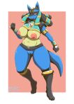  absurd_res anthro areola big_breasts breasts female genitals hi_res lucario mossist nintendo nipples pok&eacute;mon pok&eacute;mon_(species) pussy ruins_style_lucario solo video_games 