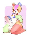  :3 animal_crossing animate_inanimate anthro balls blush bottomless clothed clothing genitals hi_res living_plushie male mammal navel nintendo penis plushie punkinbuu shirt shirt_only simple_background smile solo stitches_(animal_crossing) teddy_bear tongue tongue_out topwear topwear_only ursid video_games 