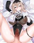  alternate_eye_color aponia_(honkai_impact) bed censored honkai_(series) imminent_penetration imminent_vaginal leotard nun penis sula_(s_ra760) veil 