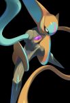  black_background black_eyes commentary_request deoxys deoxys_(normal) gem highres legs_apart mian_(3zandora) no_humans pokemon pokemon_(creature) purple_gemstone shiny simple_background solo tentacles 