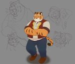  2022 anthro body_pillow bottomwear clothing dakimakura_design dakimakura_pillow eyes_closed eyewear felid glasses hat headgear headwear hi_res kemono male mammal mature_male open_mouth overweight overweight_male pantherine pants pillow shirt solo tiger topwear wdh3905 yawn 