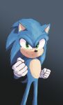  1boy absurdres animal_nose clenched_hands closed_mouth furry furry_male gloves green_eyes highres looking_at_viewer male_focus ryan_(ritenichi) smile solo sonic_(series) sonic_the_hedgehog sonic_the_hedgehog_2_(film) standing white_gloves 