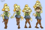  animal_crossing anthro bodysuit bottomwear brown_clothing brown_legwear brown_pantyhose canid canine canis clothed clothing crossdressing crossgender disguise domestic_dog feet female footwear fur hi_res high_heels holding_clothing holding_footwear holding_object holding_shoes human isabelle_(animal_crossing) legwear looking_at_viewer male male/female mammal mask mask_pull miniskirt mtf_crossgender nintendo pantyhose pattern_clothing pattern_topwear plaid plaid_clothing plaid_topwear sagabel shih_tzu shoes shoes_removed simple_background skinsuit skirt solo tight_clothing tights toes topwear toy_dog unmasking video_games villager_(animal_crossing) yellow_body yellow_fur 