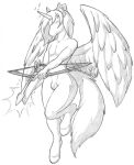  animate_inanimate anthro arrow balls bow_(weapon) bulge clothwrought digitigrade ebonyrubberwolf equid equine faceless featureless_face genitals hi_res hooves horn living_cloth_creature male mammal penis ranged_weapon solo weapon winged_unicorn wings 