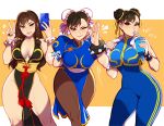  :p blushy-pixy bracelet braid breasts brown_hair cellphone chinese_clothes chun-li cleavage_cutout clothing_cutout cup disposable_cup drinking hair_down jewelry licking_lips multiple_persona official_alternate_costume pantyhose phone smartphone smile spiked_bracelet spikes street_fighter street_fighter_ii_(series) street_fighter_v street_fighter_zero_(series) thighs tongue tongue_out twin_braids v 