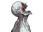  blood blood_from_eyes bloodborne from_side kan_(aaaaari35) monster no_humans open_mouth orphan_of_kos profile sharp_teeth simple_background solo teeth white_background 