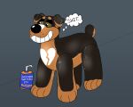  animate_inanimate canid english_text feral hi_res inflatable living_inflatable male mammal pool_toy pooltoy_transformation simple_background smile solo sstinkies text transformation 