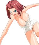  a1 blue_eyes breast_slip breasts code_geass kallen_stadtfeld large_breasts naked_towel nipples no_panties one_breast_out pubic_hair red_hair solo towel 