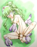  artist_request bdsm blindfold bondage bound galaxy_angel green_hair nude rope solo vanilla_h 