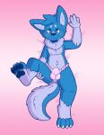  anthro asian_clothing blue_body blue_fur blush bulge butt canid canine canis clothed clothing dakimakura_design east_asian_clothing fundoshi fundoshi_only fur girly hi_res invalid_tag japanese_clothing legs_up looking_at_viewer male mammal pawpads paws sex simple_background solo standing standing_sex submissive teenager underwear wolf wolfyzeeb young zeeb_wolfy 