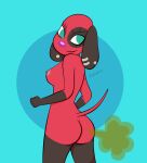  2022 absurd_res animal_crossing anthro canid canine canis cherry_(animal_crossing) domestic_dog fart fart_fetish female fur hi_res looking_back mammal nintendo red_body red_fur solo video_games xekero 