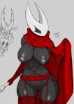  absurd_res areola big_breasts black_body breasts cloak clothed clothing curvy_figure digital_media_(artwork) female hi_res hollow_knight hollowknight hornet_(hollow_knight) legwear lingerie nipples simple_background solo stockings team_cherry thick_thighs thigh_highs useless_clothing video_games voluptuous weapon wide_hips woebeeme 