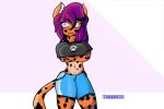  anthro big_breasts breasts clothing dettyfenik felid female hi_res leopard mammal pantherine simple_background solo 