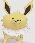  2021 ambiguous_gender beady_eyes boke_(artist) brown_body brown_fur digital_drawing_(artwork) digital_media_(artwork) dot_eyes eeveelution feral fur humor jolteon meme neck_tuft nintendo pok&eacute;mon pok&eacute;mon_(species) pucker puckered_lips simple_background solo tuft video_games white_body white_fur yellow_body yellow_fur 