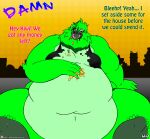  2018 absurd_res anthro avian belly big_belly bird breasts clothing comic cuculiform deep_navel english_text eyewear female glasses hand_on_stomach hi_res hyper hyper_belly kiwi_(viroveteruscy) morbidly_obese morbidly_obese_anthro navel new_world_ground_cuckoo obese obese_anthro open_mouth overweight overweight_anthro red_eyes roadrunner solo stuffing text topwear torn_clothing torn_topwear viroveteruscy warning_cream_filled weight_gain 