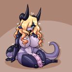  &lt;3 4_toes 5_fingers :&gt; anthro big_breasts big_penis blonde_hair blue_eyes blush breasts dragon feet fingers genitals gynomorph hair hi_res horn hybrid_genitalia hybrid_penis intersex limebreaker looking_at_viewer penile_spines penis purple_body simple_background sitting solo spikes spikes_(anatomy) throbbing_penis toes wide_hips 