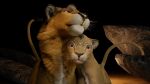  3d_(artwork) 3danimal 3dart 3dartwork 3dferal 3dlion bigcat blender_(software) cutecouple digital_media_(artwork) duo felid feline female feral feralcouple fur hair hi_res lion male male/female mammal pantherine realistic ruark 