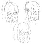  +_+ 1girl angry choker chukibabo2 closed_mouth expressions eyebrows_visible_through_hair eyes_visible_through_hair face grey_background hair_between_eyes highres multiple_views open_mouth original side_ponytail simple_background sketch smile tearing_up teeth tongue upper_body upper_teeth 
