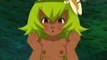  amalia_sheran_sharm breasts casual_nudity dark_body dark_skin female green_hair hair human krazak mammal mostly_nude solo 