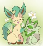  duo eeveelution feral flower hi_res leafeon nintendo plant pok&eacute;mon pok&eacute;mon_(species) sprigatito thelasthope video_games 