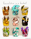  :3 @_@ aqua_eyes artist_name black_eyes blue_eyes closed_mouth cup drinking_glass eevee espeon evolutionary_line fang flareon frown glaceon green_eyes grin highres in_container in_cup jolteon kurosame_haiki leafeon looking_at_viewer lying no_humans one_eye_closed orange_eyes partially_submerged pink_eyes pokemon pokemon_(creature) profile purple_eyes red_eyes smile stitches sylveon umbreon vaporeon water 