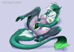  2022 anthro body_stocking breasts clothing fanakfurry female fingering fur genitals green_body green_eyes green_fur green_nipples hair legwear maeve_(catsithx) mammal masturbation nipples pussy sergal solo spread_legs spread_pussy spreading stockings vaginal vaginal_masturbation white_body white_fur 