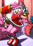  amy_rose anthro bed bittenhard boots bottomwear chair clothing curtains eulipotyphlan eyelashes footwear furniture gloves hammer handwear hedgehog male mammal panties plushie sega skirt smile solo sonic_the_hedgehog_(series) tools underwear 