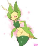  2022 antennae_(anatomy) anthro arthropod breasts collar female hi_res leavanny negsus nintendo pok&eacute;mon pok&eacute;mon_(species) signature simple_background solo video_games yellow_body 