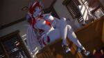  3d_(artwork) absurd_res anthro areola bat_pony breasts cutie_mark desk digital_media_(artwork) equid equine eyewear fan_character furniture glasses hair hasbro hi_res high_heels horn hybrid looking_at_viewer lovers_(oc) loveslove mammal membrane_(anatomy) membranous_wings multicolored_hair my_little_pony necktie nipples on_desk red_eyes red_hair shadow sitting sitting_on_desk table two_tone_hair white_hair winged_unicorn wings 