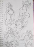  abdominal_bulge absurd_res anthro belly big_belly big_breasts big_butt breasts butt cute_expression egg female hi_res kibble kibii kobold oviposition pawpads paws pregnant pregnant_female sketch sketch_page solo solo_focus traditional_media_(artwork) velcrow 