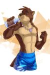  2:3 absurd_res anthro bottomwear clothing drinking_water hi_res leo-artis lutrine male mammal mustelid otto_wilson shorts solo summer water 
