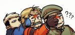  3boys ? ?? beret blonde_hair blood facial_hair goenitz hat heidern multicolored_hair multiple_boys mustache rugal_bernstein short_hair snaaaking the_king_of_fighters two-tone_hair 