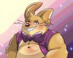  2022 anthro belly blush bow_tie brown_body five_nights_at_freddy&#039;s glitchtrap hi_res kemono lagomorph leporid male mammal overweight overweight_male rabbit scottgames solo tiri_mama video_games 